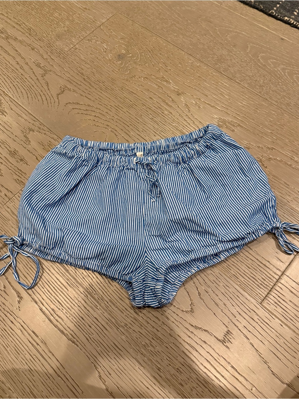 Anthropologie Blue & white Pinstripe Drawstring Shorts